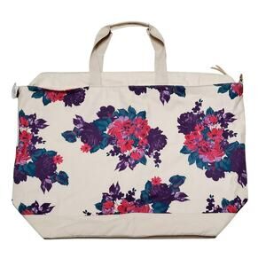 Soft Surrounding Large Purple Floral Canvas Bag Oversize Tote 22 x 16" Bloomcore